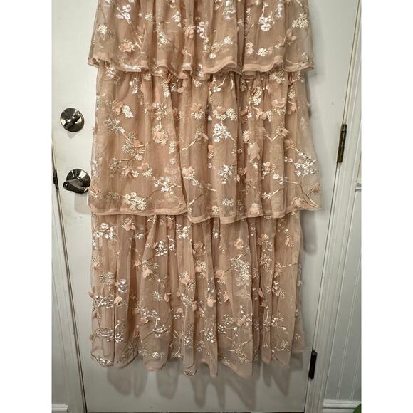 BCBG Max Azria Willow Embroidered V-neck Evening Dress Pink Size 10 NWT Romantic - Picture 7 of 15